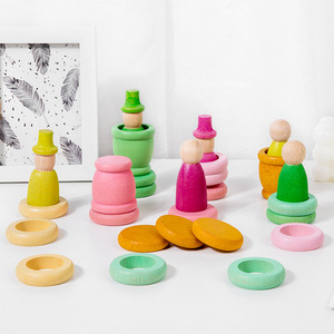 <span class=keywords><strong>Blocchi</strong></span> di Costruzione Rainbow Little Man <span class=keywords><strong>in</strong></span> <span class=keywords><strong>Legno</strong></span> Massello, Stile Waldorf, Dischi Colorati Primavera-Estate-Autunno-Inverno, Giocattolo Educativo - Product Image 4