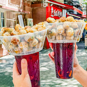 Bol à collation Cundao 700 ml et gobelet en plastique jetable 500 ml, plateau à collation 2 en 1, gobelets à thé au lait Boba personnalisés en PP - Product Image 3