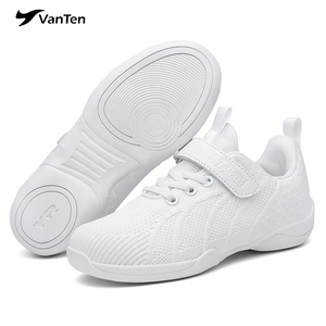 Baskets de Cheerleading blanches pour enfants Junior Hook and Loop Chaussures d'athlétisme Tennis Respirant Compétition Cheer Sneakers - Product Image 1