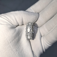 Bague Hip Hop en Argent Sterling 925 GRA VVS Moissanite Pleine Éternité, Coupe Baguette, Ronde Brillante et Mélange de Coupes, pour Homme, Idéale pour les Fêtes