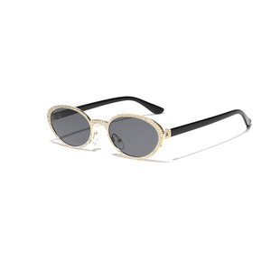 Gafas de Sol Retro para Hombre Xunge, Estilo Europeo Americano, Montura Metálica Ovalada con Lentes UV400, Look Urbano Versátil Y2K - Product Image 6
