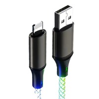 Câble USB Type-C 60W 6A à charge rapide avec lumière LED RGB fluide et gaine en PVC pour écouteurs