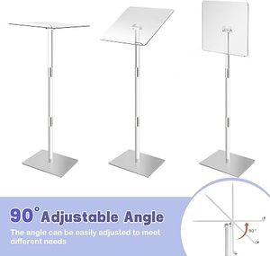 <span class=keywords><strong>Pupitre</strong></span> de présentation réglable et détachable en acrylique transparent pour mariages, ateliers, églises, concerts – Support d'affichage clair - Product Image 3