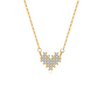 Collier pendentif cœur entièrement serti de diamants, chaîne en tungstène avec anneau en O, style tendance minimaliste élégant et luxueux pour femme, ambiance Instagram