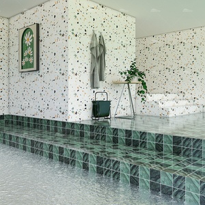 <span class=keywords><strong>Prix</strong></span> de gros Spa Salle de bain douche mur <span class=keywords><strong>4x4</strong></span> pouces émaillé jet d'encre marbre comme carré mosaïque céramique vert foncé <span class=keywords><strong>piscine</strong></span> carrelage - Product Image 5
