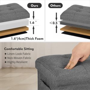 Pouf de rangement repose-pieds tabouret avec siège rembourré en mousse plus épaisse 350 Lbs banc pliant petit pouf pour le salon - Product Image 5