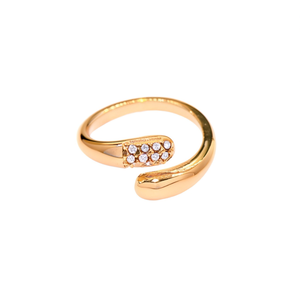 Fashion <b>Ring</b> 316L Stainless Steel PVD Gold Plating <b>Adjustable</b> With Clear Stones For Women Jewelry - Product Image 2