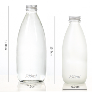 Bouteille en verre givré personnalisée avec étiquette transparente de 250 ml et 500 ml pour café, boissons, jus de fruits, lait, vin, avec bouchon à vis en aluminium - Product Image 6