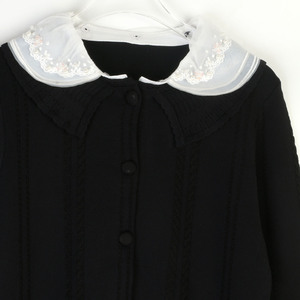 Nuovi 2025 autunno vendita calda cardigan neri maglieria di alta qualità da donna bianco Peter Pan colletto a manica lunga maglioni <span class=keywords><strong>Basic</strong></span> Casual - Product Image 4