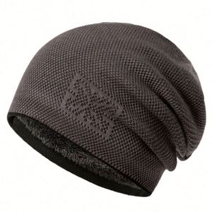 Nouveau bonnet tricoté confortable à motif personnalisé avec fourrure intérieure, bonnet tricoté personnalisé pour l'hiver pour hommes - Product Image 2