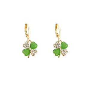 Pendientes <span class=keywords><strong>de</strong></span> Cristal con Cuatro Hojas <span class=keywords><strong>de</strong></span> Trébol, Chapados en <span class=keywords><strong>Oro</strong></span>, Estilo Coreano, Joyería <span class=keywords><strong>de</strong></span> Lujo Clásica - Product Image 6