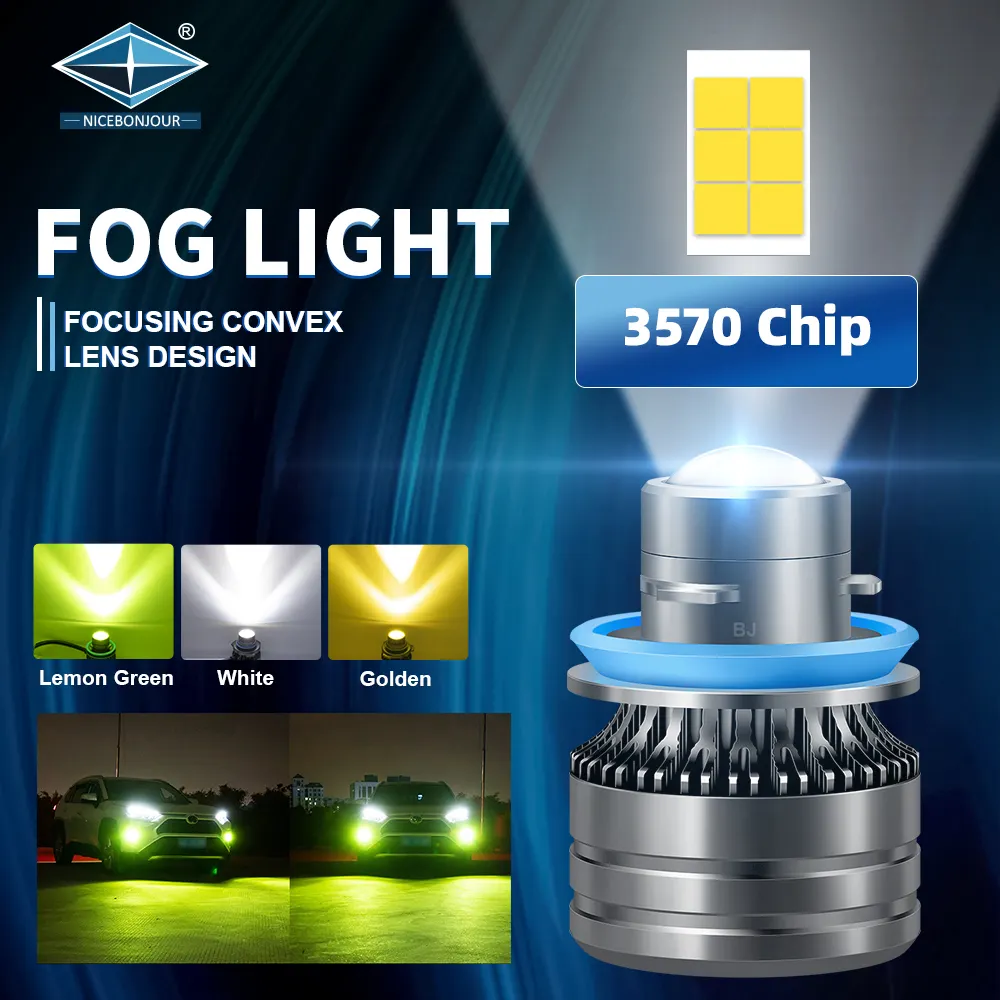 Fog Light Headlamps 3570 CSP Chip Projector Lens Laser Led Headlight 9005 9006 H7 Led H11 Fog Lamp Laser Light