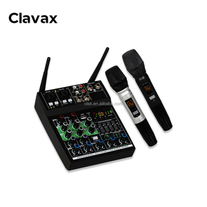 Clavax CLMC-GT40 Professional 2 Microfone HandHeld sem fio e 5 canais <span class=keywords><strong>Mixer</strong></span> de áudio Digital Set para Stage Home Entertainment - Product Image 1