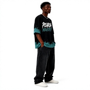 Oversized Men T Shirt Graphic Print Short Sleeve Tee Splatter Color Block Streetwear Top - Product Image 4