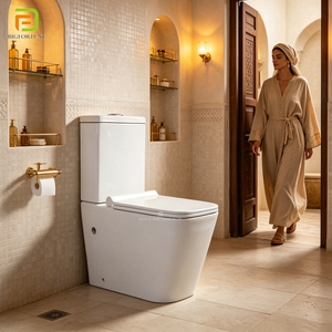 WC en céramique sans bride, deux pièces, en porcelaine, à économie d'eau, à poser au sol, cuvette carrée à chasse directe pour projets - Product Image 1