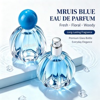 Parfum Aquatique Bleu de Luxe 50ml, Flacon en Verre Unique en Forme de Pétale, Parfum Océanique Frais Longue Durée, OEM ODM Marque Privée