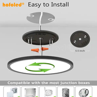 Hofoled – plafonnier LED ultramince de 12 pouces, 24W, design moderne et rond, montage encastré, idéal pour une chambre à coucher, un salon, une cuisine ou une maison