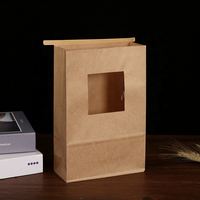 Sac en papier kraft et fil de fer scellé avec fenêtre pour noix, snacks, produits secs, pain grillé, sac en papier imprimé
