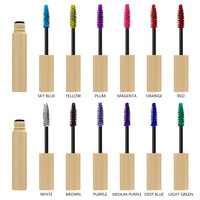Mascara pour cils coloré avec logo personnalisé, vente en gros, plusieurs teintes, maquillage pour les yeux avec brosse spirale pour les marques de beauté en ligne et les salons