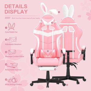 <span class=keywords><strong>Silla</strong></span> de ordenador para mujer, <span class=keywords><strong>silla</strong></span> de ordenador de carreras ergonómica con respaldo alto, rosa, ajustable, para oficina - Product Image 5