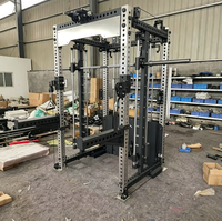 Mesin Smith Gym Rumahan Komersial 3-in-1 dengan Beban Selectorized Ganda 70kg, Konstruksi Baja Karbon, Kabel Cross Power Pulse