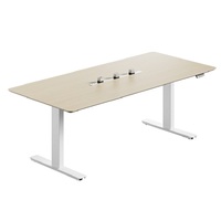 Table de conférence électrique réglable en hauteur avec prises modulaires intégrées, disponible en plusieurs couleurs, idéale pour les salles de réunion