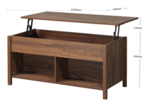 Table basse élévatrice multifonctionnelle moderne avec grand rangement et meubles en bois extensibles pour usage domestique