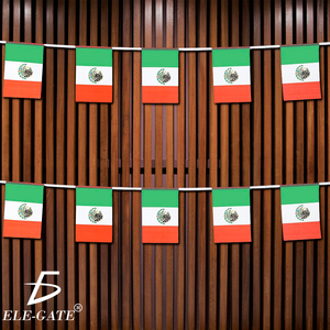 Guirlande de drapeaux mexicains 3m, 10 drapeaux en polyester 15x20cm, décoration de fête - Product Image 2