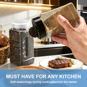 Bocaux à épices <span class=keywords><strong>en</strong></span> plastique avec couvercle noir, flacons à épices <span class=keywords><strong>en</strong></span> plastique, contenants vides pour assaisonnements, pour le stockage d'épices, d'herbes et de poudres - Product Image 6