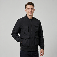 Blouson Bomber Homme Personnalisé Noir Tactique Hiver Chaud Doublé Zippé Décontracté Streetwear pour Homme
