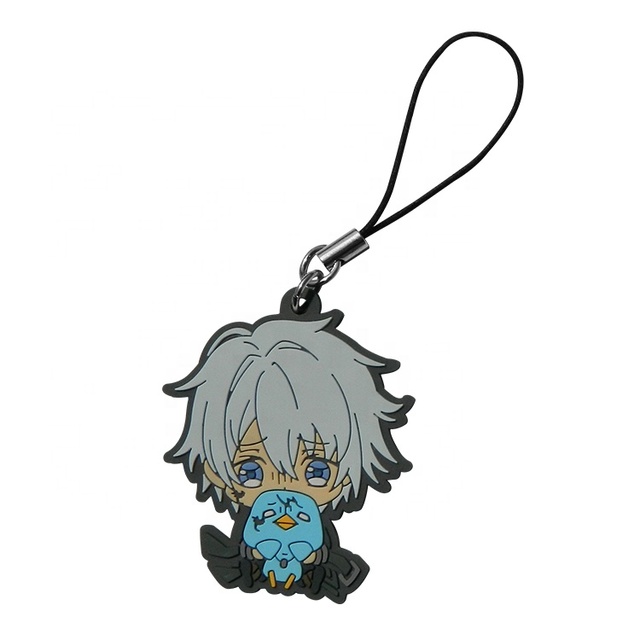 Guangdong Supplier Custom Design Luxury Cute Japanese Girl Souvenir Gift Rubber Soft PVC Cell Mobile Phone Strap Charm Pendant