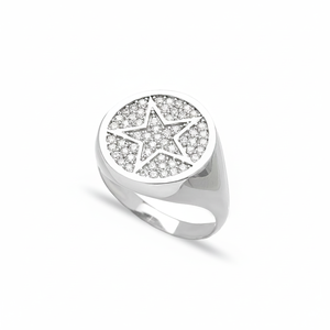 Anillo con emblema de estrella para mujer, joyería de plata de ley 925 turca hecha a mano, moda para mujer, joyería - Product Image 2