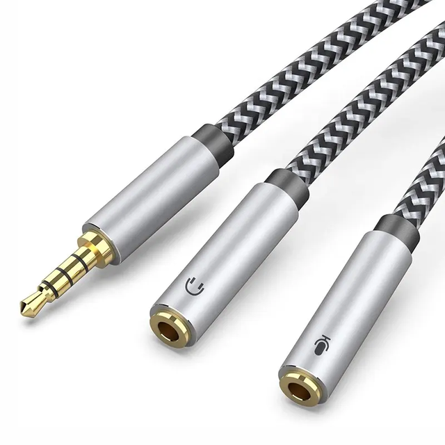 3.5MM Coaxial Gold Plated Braid Shielding 2 Way Aux Jack Y Splitter Cable Male/Female Stereo Audio Adapter for Headphones