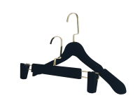 Exquisiter schwarz geflochtener Damenmantel Jacke prägnantes Design mit individuellem Markenlogo Samt-Kunststoff-Hanger