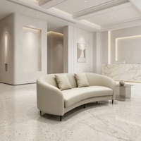 Canapé de salon commercial moderne en cuir PU, forme ovale, deux places, sur mesure, pour hall d'hôtel de luxe