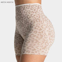 Shorts de fitness sans couture pour femme, taille haute, froncés, imprimé léopard, effet push-up, avec logo personnalisé, sans couture frontale, color blocking, tailles XS-XL