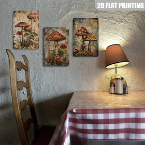 Plaque murale en métal motif champignon volant, imprimé floral, décoration murale pour chalet, ferme, chambre à coucher - Product Image 4