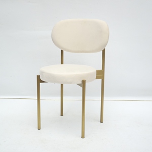 Silla Moderna y Elegante con Marco <span class=keywords><strong>de</strong></span> Hierro Dorado y Cojín Redondo <span class=keywords><strong>de</strong></span> Franela Blanca <span class=keywords><strong>para</strong></span> Eventos y Bodas - Product Image 2