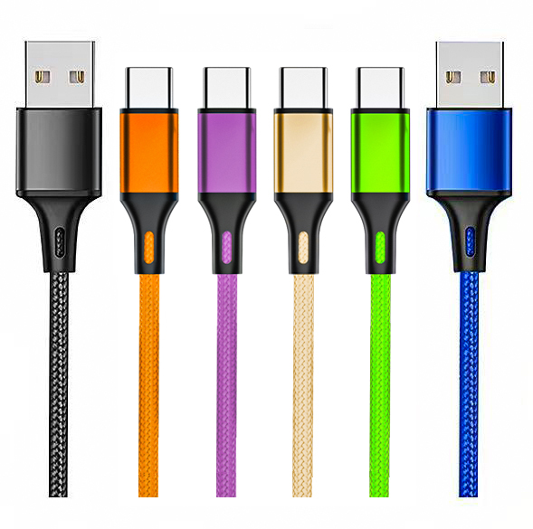 Premium Full Compatible 3Ft 6Ft 10Ft Nylon Braided 2.4A USB Type-C Fast Charging Cable for Mobile Phone Computer & Printer