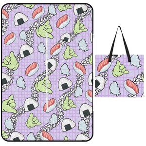 Tùy Chỉnh In Túi Xách Có Thể Gập Lại Dây Kéo Dã Ngoại Mat Hawaii Thời Trang Puakenikeni In Ấn Bãi Biển Gia Đình Dã Ngoại Mat Oxford Không Thấm Nước - Product Image 3