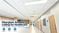 Plafond suspendu moderne pour hôpitaux et hôtels, panneau de plafond en fibre de verre antibactérien, ignifuge, imperméable et antimicrobien