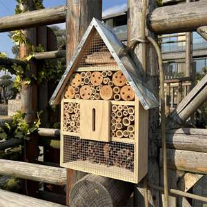 Gecertificeerd massief houten insectenhuis bijenhotel vlinderopvang vogelhuis - Buitengebruik - Fumigatie rapport EUDR - Product Image 3