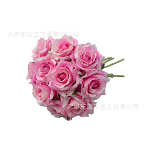 Bouquet de roses artificielles européennes 28 cm, fleurs en soie, accessoires de photographie de mariage en extérieur, décoration intérieure - Product Image 5