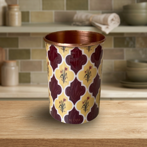 Bohemian Floral Pattern Metal copper <b>Reusable</b> <b>Cup</b> for Adults Home Party Use - Product Image 4