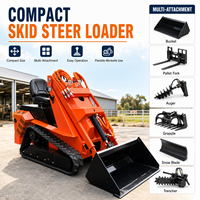 Mini Skid Steer Loader Diesel Bersertifikasi CE EPA, Compact Wheel Track Skid Steer Loader dengan Berbagai Lampiran untuk Pekerjaan Konstruksi