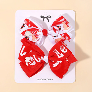 Set de Accesorios para el Cabello Navideños para Niños, Hechos a Mano, de Poliéster, con Lazo <span class=keywords><strong>Jojo</strong></span> y Estampado de Leopardo, Pinza para el Cabello de Bebé, Superventas Transfronterizo - Product Image 6