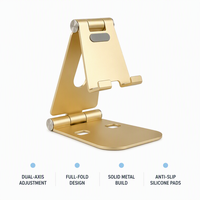 Support de téléphone pliable en aluminium en gros, réglable, rotatif à 270°, antidérapant, pour bureau, vente en gros, OEM usine, pour téléphones et tablettes