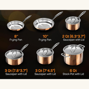 Ensemble de casseroles en acier inoxydable de haute qualité à 3 couches avec couvercles en verre, adaptées aux cuisinières à gaz et à induction, en acier inoxydable triple couche - Product Image 4