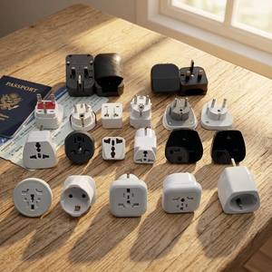 Adaptateur de voyage Schuko US vers EU, entrée femelle vers sortie type E/F mise à la terre, compact, blanc cassé, pour Allemagne et France - Product Image 2