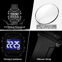 Jam Tangan Pria Poedagar E123 Trendy Original Layar LED Digital Tahan Air 50M Multifungsi Elektronik Olahraga Reloj